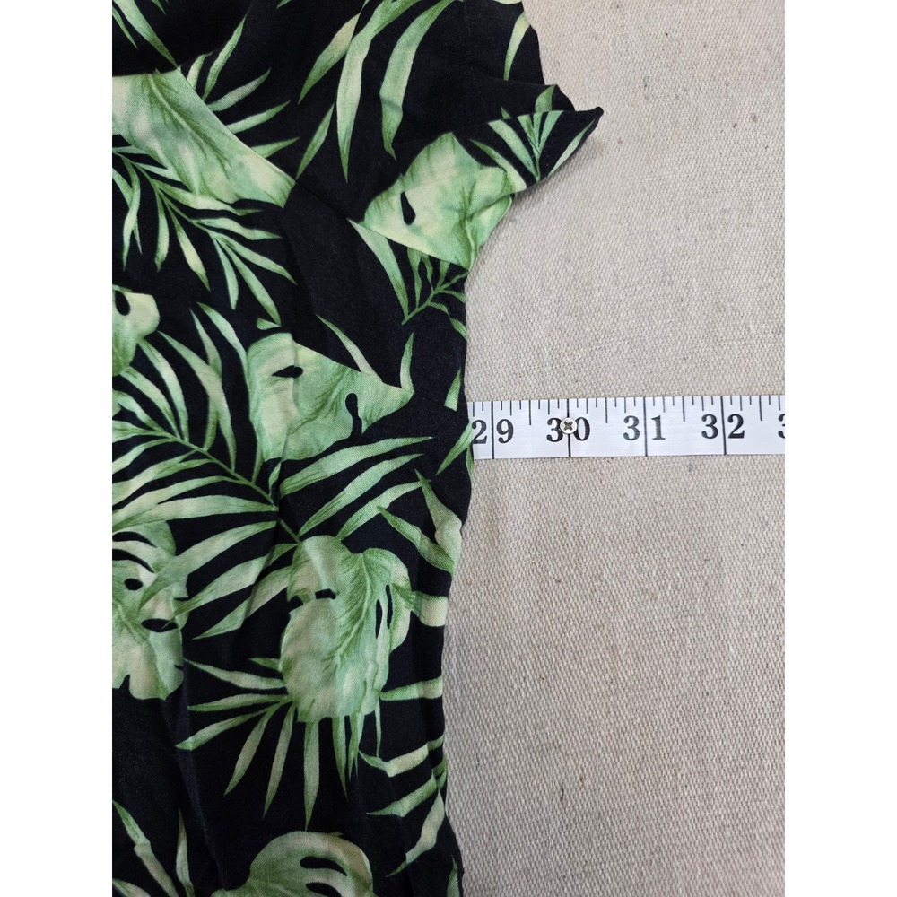 Sag Harbor Woman Vintage 90s Tropical Palm Leaf Print Rayon Shirt Green 3X - Picture 6 of 7